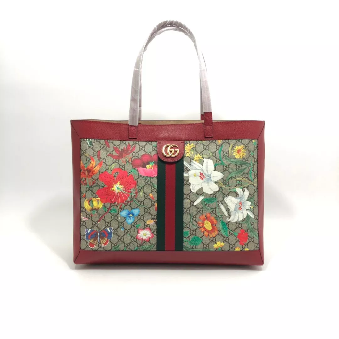 Official oldcobbler GUCCI GG Supreme Monogram Flora Web Large Ophidia Tote 0120